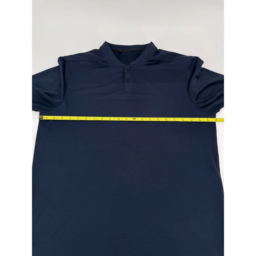 VRST Mens Navy Blue Blade Collar Performance Polo Shirt Textured Short Sleeve